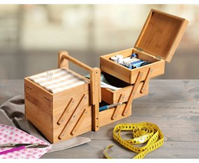 Kesper 58710 Organizator pentru accesorii de cusutdin bambus, 29 x 19 x 16,5 cm