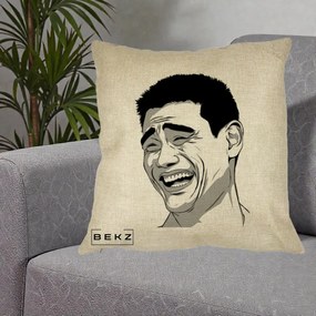 Perna Decorativa Yao Ming Meme, 40x40 cm, Crem, Husa Detasabila, Perna Inclusa, BEKZ®