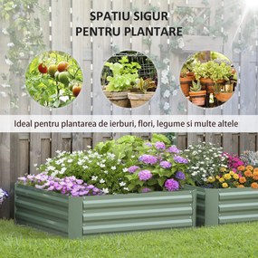 Outsunny Set 2 Paturi de Gradina Inaltate din Otel Galvanizat Colorat, Jardiniera de Gradina pentru Plante, Legume si Arbusti, 100x100cm, Verde