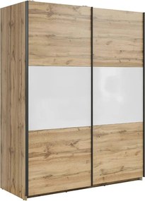 Dulap TETRIX, stejar wotan/alb lucios, PAL, cu 2 usi, 154x60x196 cm
