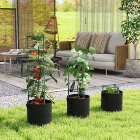 Outsunny Patură înălțată cu suport pentru cățărători saci 83,7 litri set de 3 jardiniere triunghiulare suport roșii 35 x 35 x 120 cm | Aosom Romania