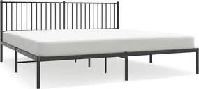 vidaXL Cadru de pat metalic cu tăblie, negru, 193x203 cm