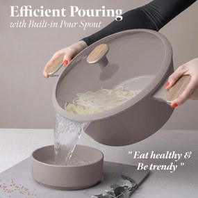 Set oale si tigai 15 piese Nordic Taupe Berlinger Haus BH 8344, gri, antiaderente, compatibile inductie