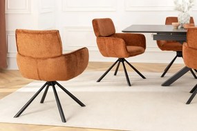 Set de 2 scaune pivotante, Metal Negru, Chenille Maro, UNIQUE A-46319 VC