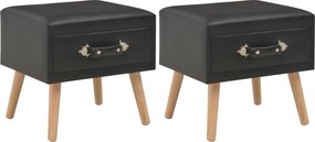 vidaXL Noptiere, 2 buc., negru, 40 x 35 x 40 cm, piele ecologică