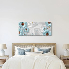 Tablou - 3D Flori albastre (120x50 cm)