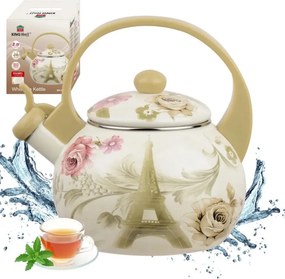 Ceainic cu fluier Kinghoff KH 2038, 2 l, interior emailat, compatibil cu plitele cu inducție, multicolor