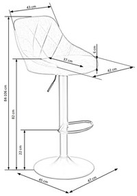 Scaun de bar Archer, albastru/negru