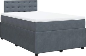 vidaXL Pat box spring cu saltea, gri închis, 120x190 cm, catifea