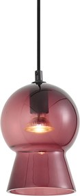 Lampă suspendată retro neagră cu sticlă violet pentru sistem de șină monofazat - Iconic Bell