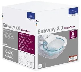 Set vas WC suspendat Villeroy &amp; Boch, Subway 2.0, direct flush, cu capac slim, soft close, alb alpin