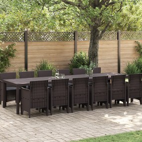 vidaXL Set de Grădină pentru Masă 13 pcs Maro Mare Ratan &amp; Oţel