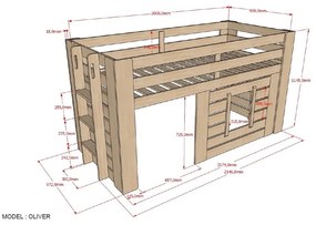 Pat pentru copii Vipack Oliver, 90 x 200 cm