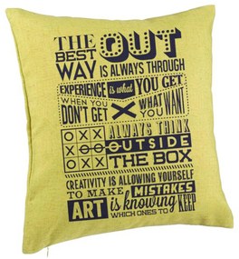 Perna Decorativa, Model Classic Quotes, 40x40 cm, Verde, Husa Detasabila, Burduf