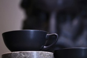 Ceasca Vulcano Adora, 250ml, Negru Mat Carbon Indigo (ceai, cappuccino, flat white) Design Special