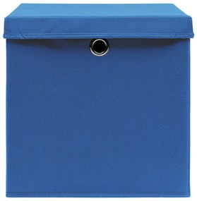 Cutii depozitare cu capace 10 buc. albastru 32x32x32 cm textil 10, Albastru cu capace, 1, 1