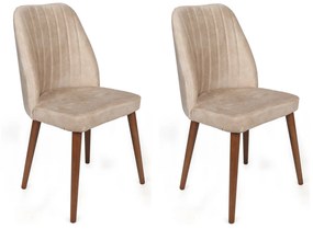 Set 2 scaune haaus Alfa, Crem/Nuc, textil, picioare metalice
