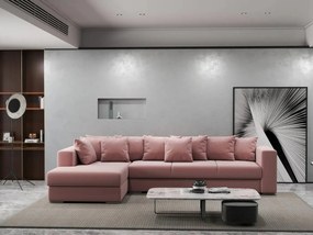 Colțar extensibil dumonde cu ladă de depozitare si sezut confortabil din spuma high-density, Gloria Royal Pink 320x183 cm