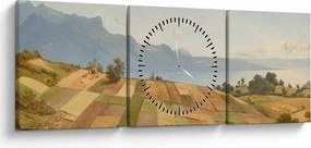 Tablou - Alexandre Calame, Swiss Landscape, reproducere (cu ceas) (90x30 cm)