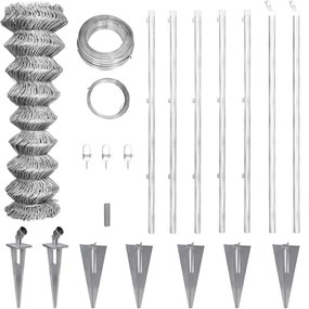 vidaXL Gard din plasă cu stâlpi și țăruși, 15 x 1 m, oțel galvanizat