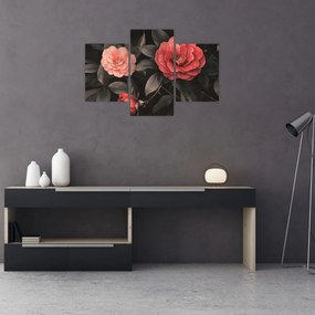 Tablou - Flori roșii pe fundal întunecat (90x60 cm)
