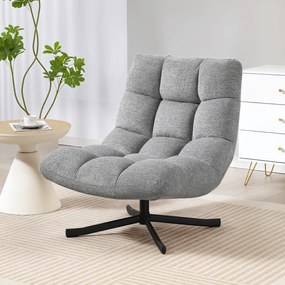 HOMCOM Fotoliu de salon fără brațe, scaun pivotant din țesătură chenille impermeabilă, șezut lat, 75 x 95 x 90 cm, gri | Aosom Romania