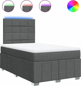 vidaXL Pat box spring cu saltea, gri închis, 120x200 cm, textil