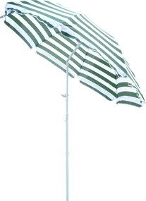 Outsunny Umbrelă de Plajă cu Acoperiș Înclinabil la 45°, Ø1.8x2 m, Verde și Alb | Aosom Romania