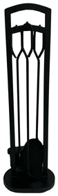 Set de unelte pentru șemineu 70 cm, 3 piese, cusuport, negru, metal
