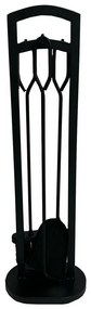 Set de unelte pentru șemineu 70 cm, 3 piese, cusuport, negru, metal