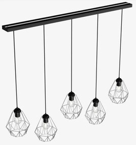 Lustră pe cablu BERGEN 5xE27/60W/230V neagră/crom lucios