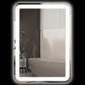 kleankin Oglindă LED, pentru Baie și Machiaj,lumina Reglabilă cu 3 Temperaturi de Culoare, Design anti-aburire, 70x50 cm, Argintiu | Aosom Romania