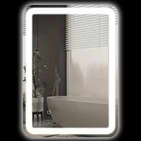 kleankin Oglindă LED, pentru Baie și Machiaj,lumina Reglabilă cu 3 Temperaturi de Culoare, Design anti-aburire, 70x50 cm, Argintiu | Aosom Romania