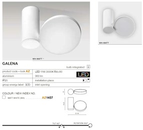 Plafoniera cu spot LED directionabil tavan/plafon GALENA alb