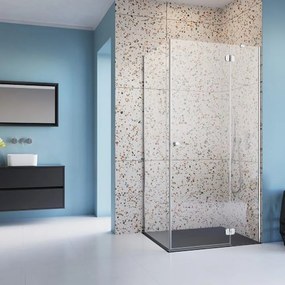 Pachet cabina de dus Torrenta KDJ dreapta 100x90 cm, cadita pentru dus Laros D Compact alb si sifon cadita crom