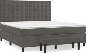 vidaXL Pat box spring cu saltea, gri închis, 160x200 cm, catifea