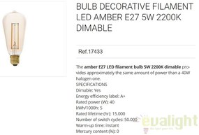 Bec LED decorativ dimabil FILAMENT amber E27 5W 2200K 17433
