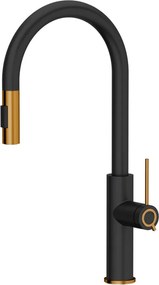 Baterie bucatarie cu dus extractibil Quadron Unique Q-Line Slim Jennifer negru carbon - cupru