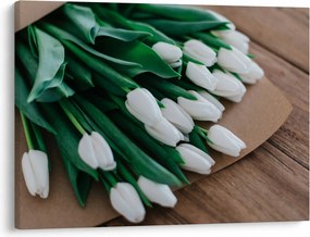 Tablou cu buchet de lalele albe (70x50 cm)