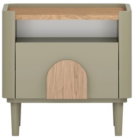 Noptieră Amilio 50 cm cu sertar - eucalipt / stejar baltic dune / mânere stejar natural