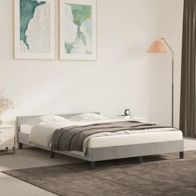 347573 vidaXL Cadru de pat cu tăblie, gri deschis, 140x200 cm, catifea