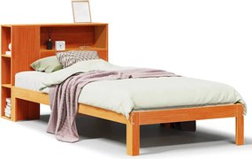 vidaXL Pat bibliotecă fără saltea maro ceruit 75x190 cm lemn masiv pin