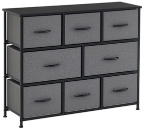 HOMCOM Comodă Chiffonnier Mobilier de Depozitare 8 sertare Pliabile din Țesătură 100 x 30 x 78,5 cm Gri închis | Aosom Romania