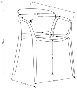 Scaun din plastic K491 alb