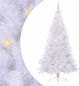 vidaXL Brad de Crăciun artificial cu 300 LED Alb 240 cm PVC și Oțel