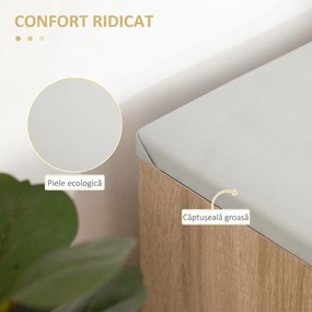 HOMCOM Bancă pentru Pantofi cu 3 Compartimente, Spațiu Ascuns și Șezut din Piele PU, 80x30x43 cm, Lemn Natural | Aosom Romania