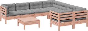 vidaXL Set canapele grădină cu perne, 9 piese, lemn masiv brad douglas