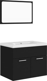 vidaXL Set mobilier de baie, negru, lemn prelucrat