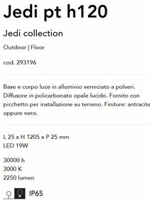 Stalp LED slim pentru iluminat exterior, IP65 Jedi pt h120 negru