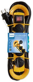Prelungitor cu protectie la supratensiune Philips, pentru exterior, 4 prize 5 metri, negru